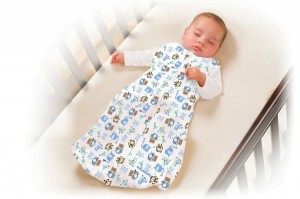 Baby on back in sleep sack